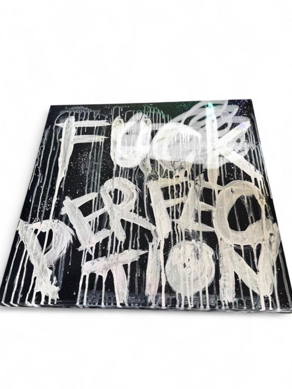 Contemporary 'F*** Perfection' Black & White Canvas Wall Art